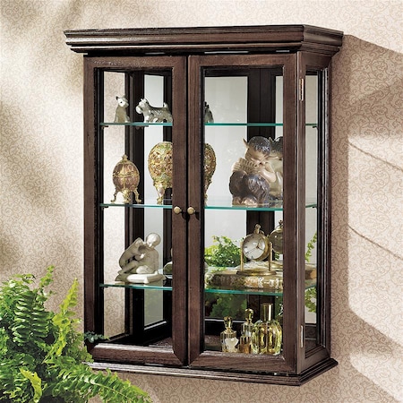 Design Toscano Country Tuscan Hardwood Wall Curio Cabinet: Walnut Finish BN2430